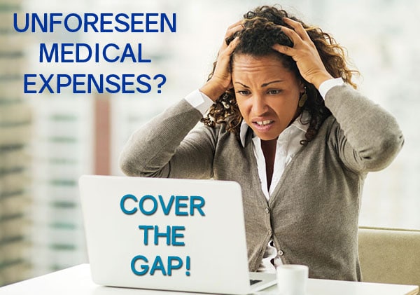 free gap cover quotes woman stressed over unforeseen medical expenses