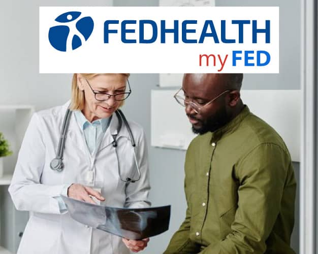 fedhealth myfed options and benefits network plan woman doctor showing patient x-ray
