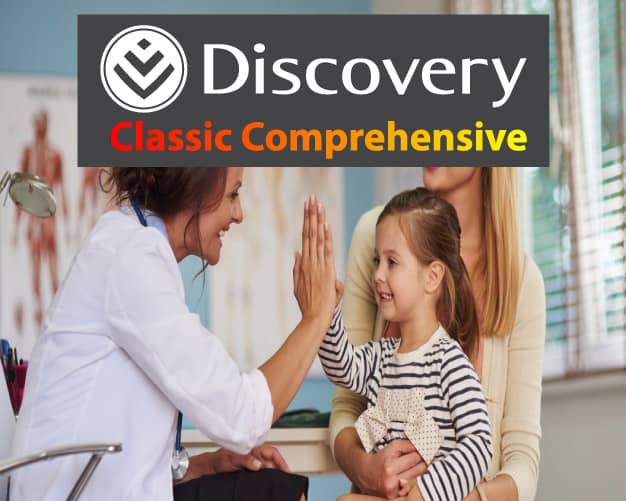 discovery classic comprehensive options and benefits hospital plan with savings mother with child high fiving doctor