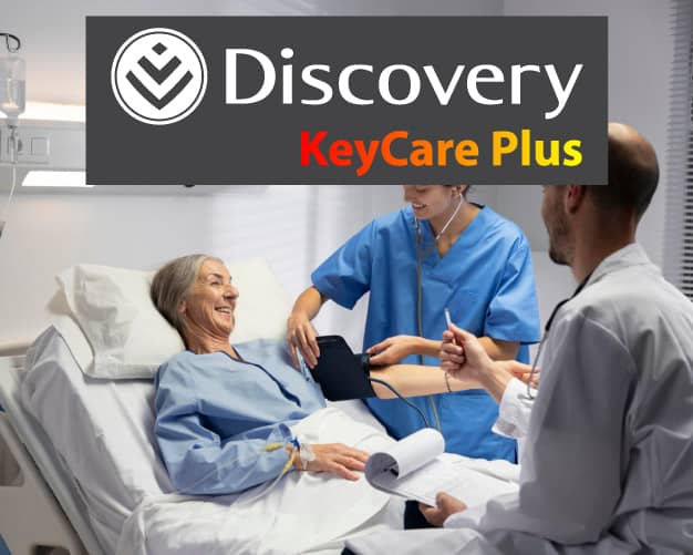 discovery keycare plus options and benefits gp network plan patient in hospital bed with doctors