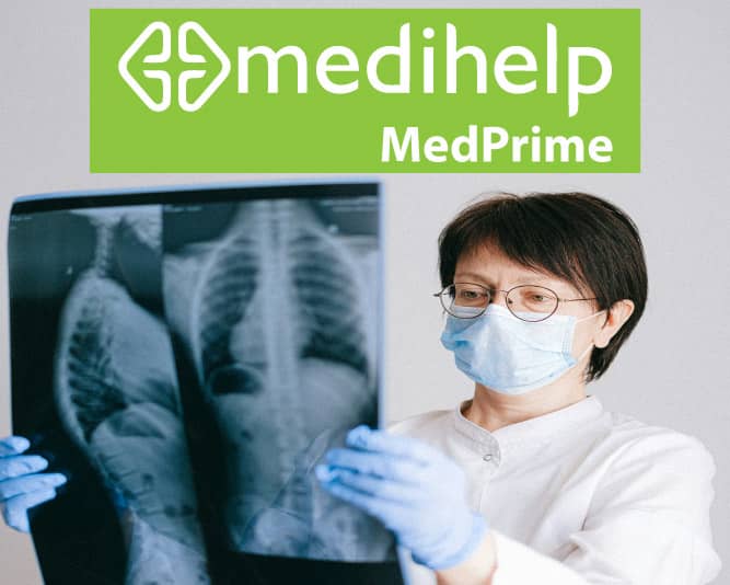 medihelp medprime options and benefits hospital plan with limited day-to-day cover doctor inspecting x-ray
