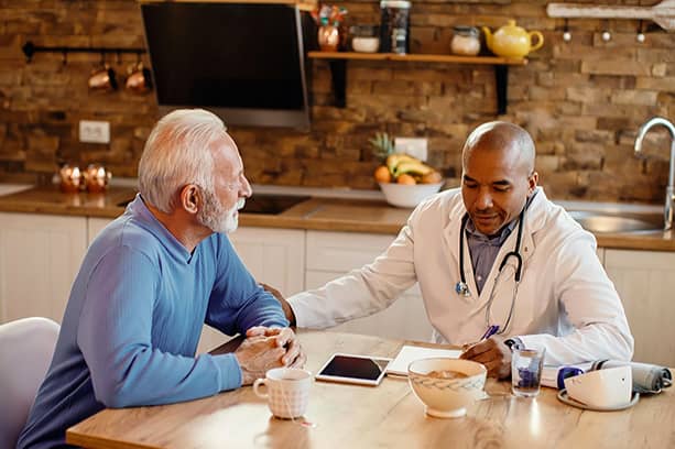 hypertension doctor with elderly man