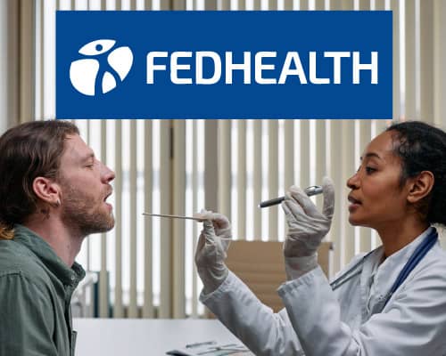 fedhealth medical aid plans with logo doctor examining patient