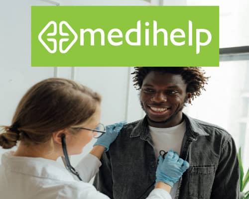 medihelp medical aid plans with logo doctor examining patient